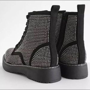 NIB Madden Girl Kurrt Glitz rhinestone combat boot